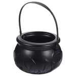 Halloween Themed Decorations Large Size Witch Bucket Plastic Round Basket Candy Cauldron Bucket Witch Basket Plastic Treat Black