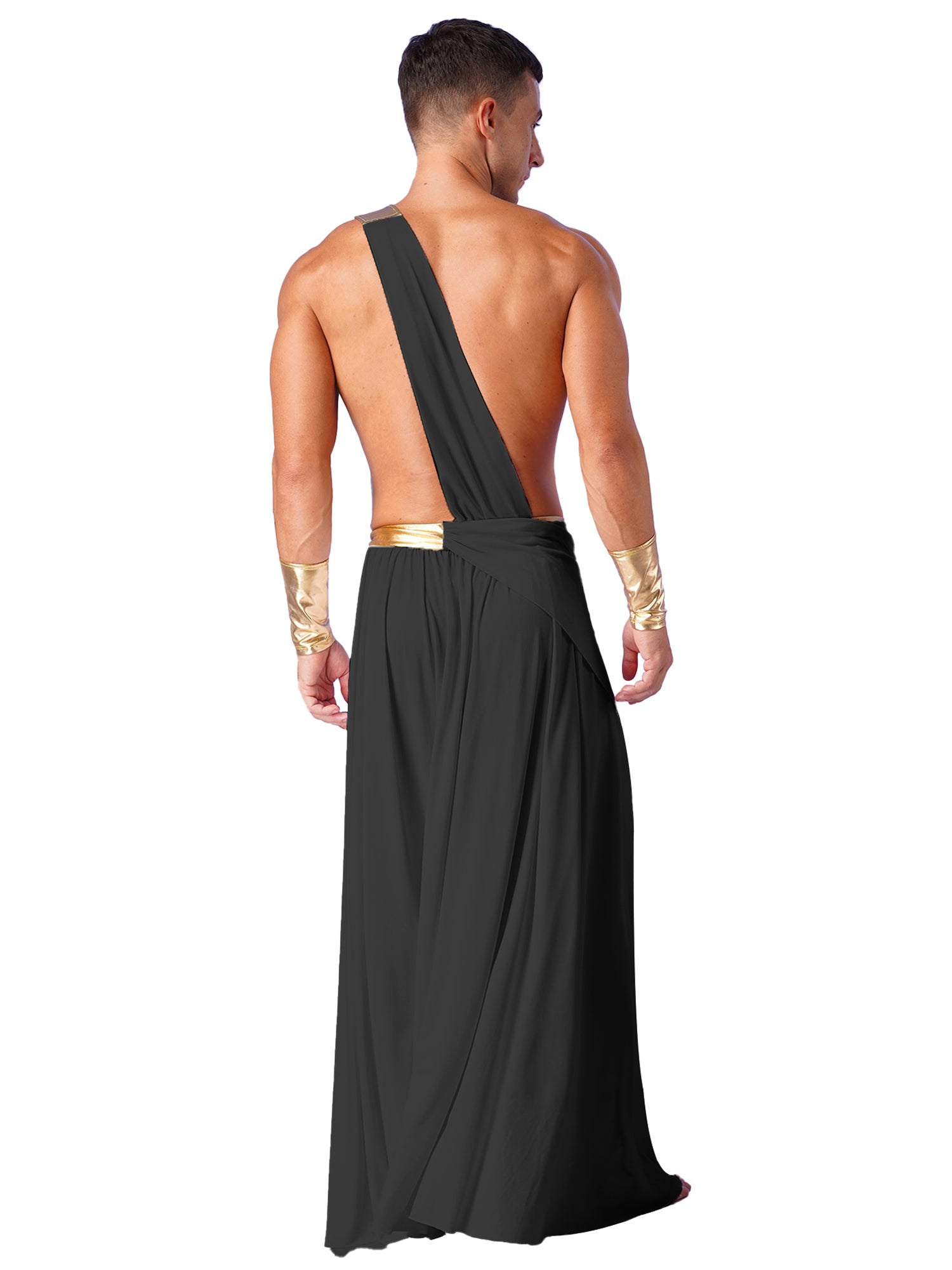 Mens Ancient Greek God Toga Gladiator Costumes Roman Emperor One Shoulder Sleeveless Robe Halloween Medieval Warrior Outfits