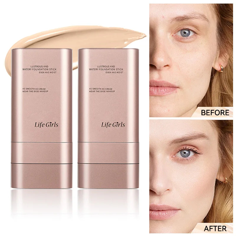 Clear and Moist Hydrating Foundation Naturally Perspective, Moisturizing, Bling, Glossy, Thin and Lightweight Double Head Makeup Foundation Rotated, More Comfortable, Waterproof Function, Easy to Makeup, Easy to Use