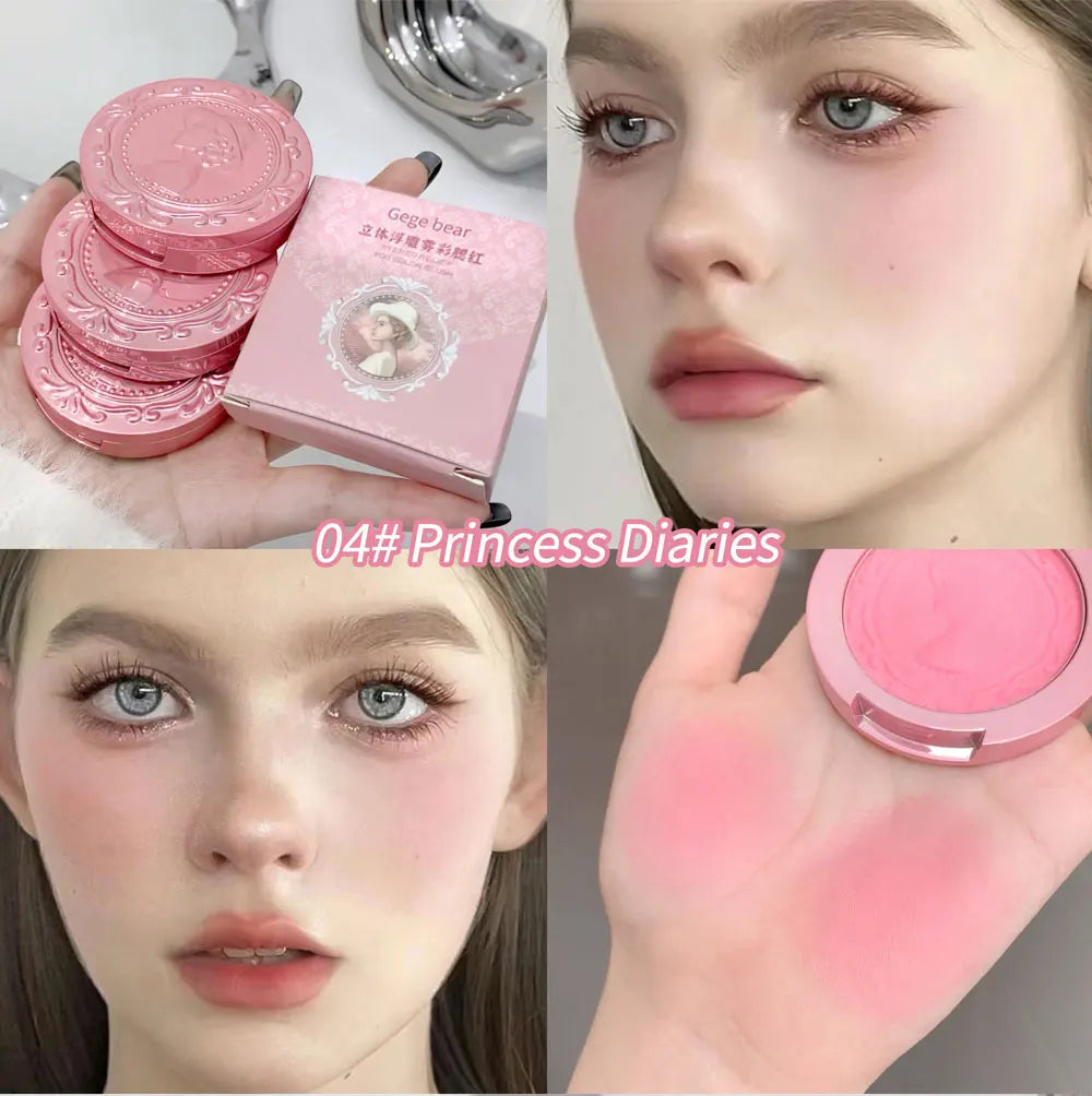 Three dimensional relief mist Color blush natural tender delicate hold makeup low saturation female blush cream