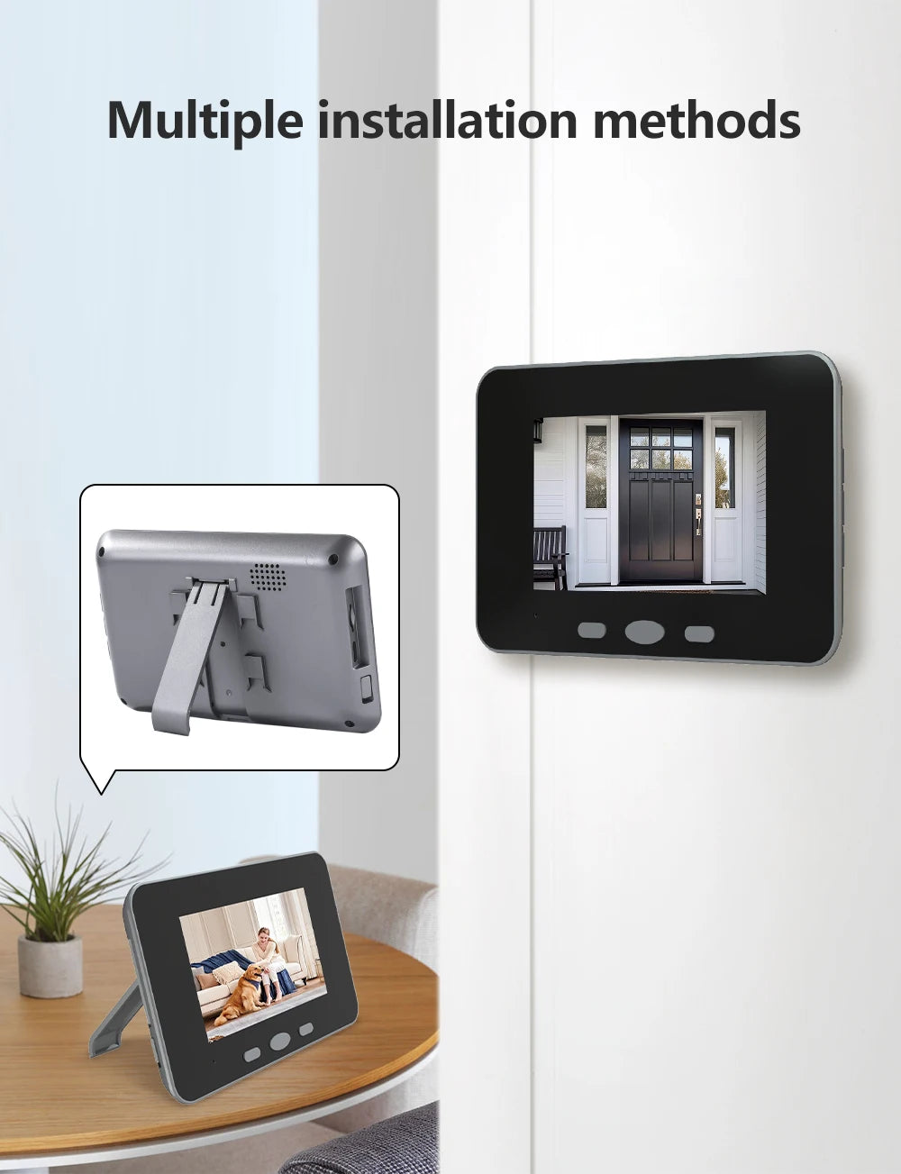 2.4Ghz Wireless Video Doorbell IP65 Outdoor Monitoring Two Way Audio Intercom Door Camera PIR Motion Detection 4' IPS Screen