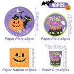 Halloween Pumpkin Black Cat Disposable Tableware Set Halloween Party Decor Kids Favors Trick or Treat  Paper Plates Cup Napkins