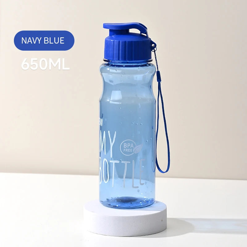 Transparent Water Bottle Portable Sport Cup for Drinking Kitchen Tools 650ML Water Bottle For School Gym Travel Girl Boy