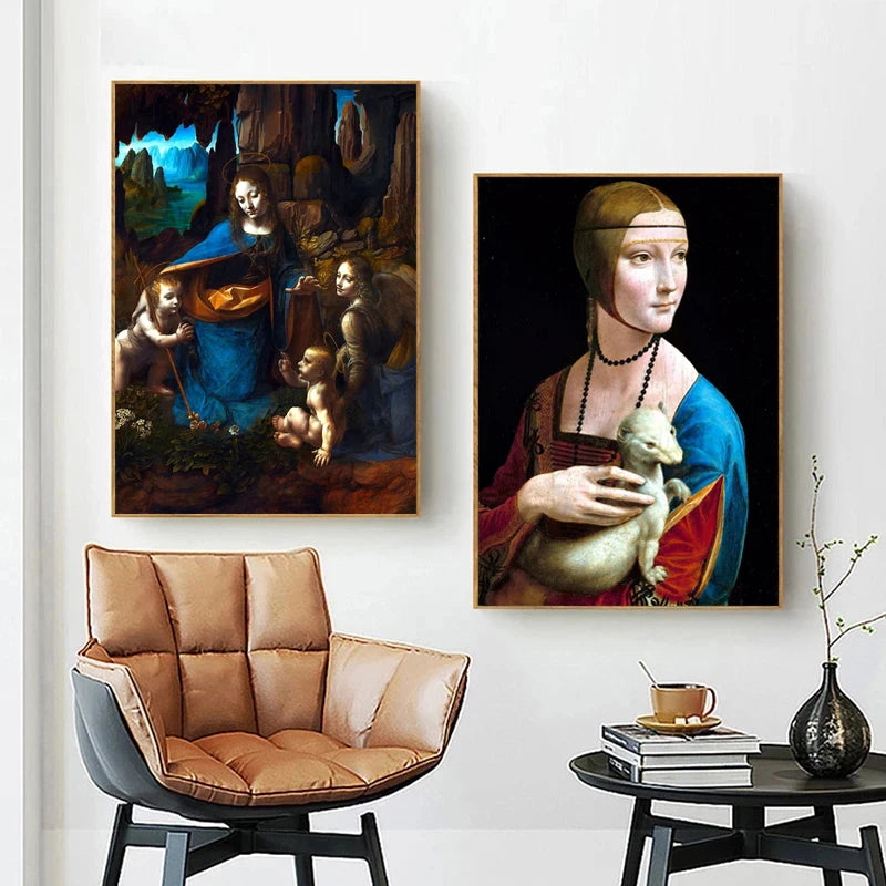 Famous Leonardo Da Vinci Artwork Mona Lisa Salvator Mundi Canvas Painting And Print Poster Wall Art For Living Room Home Decor