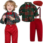 Baby Christmas Outfit Boy Kids Gentleman Formal Suit Toddler Suspenders Clothing Set Infant Party Dress Shirt