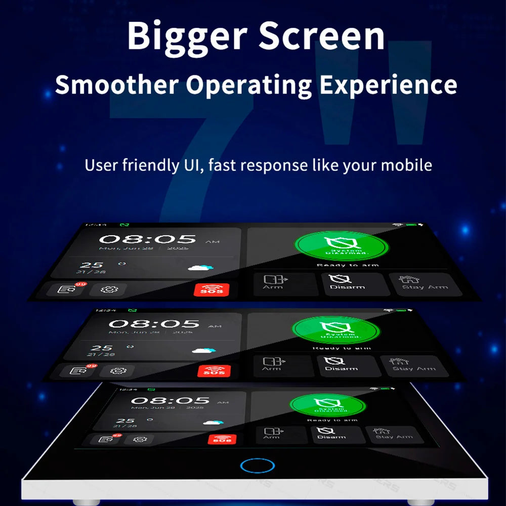 FUERS 7 Inch TFT Screen 4G Tuya Smart Home Security Alarm System G70 GSM WiFi Wireless Home Burglar Security Alarm System