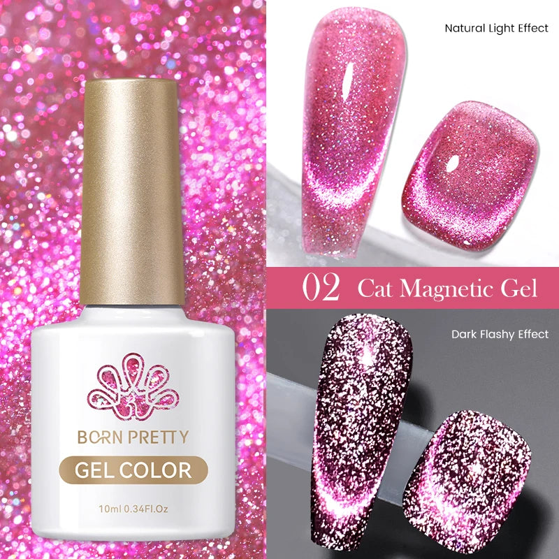 BORN PRETTY 10ml Silver Water Light Cat Magnetic Gel Nail Polish Nail Supplies Vernis Semi Permanent Gel for Fall Winter Nails