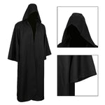 Halloween Cloak Plague Doctor Mask Cosplay Costume Sorcerer Long Shirt Hooded Black Robe Adult and Child Holiday Costume Set