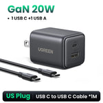 UGREEN 20W GaN Charger PD3.0 QC3.0 Mini USB C Phone Charger For iPhone 17 16 15 Pro Max Samsung S25 Xiaomi Tablet iPad Air Pro