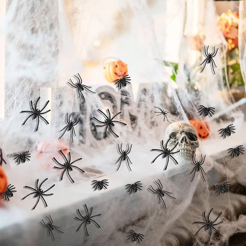 4.5x5cm Artificial Plastic Spiders Mini spider Black Fake Spiders Halloween Prank Props for Halloween DIY Party Decoration