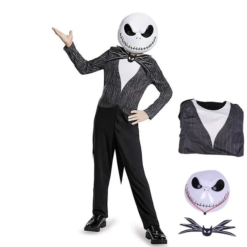 Anime Jack Skellington Costume Boys The Nightmare Before Jack Skellington Cosplay  Bodysuit Suit Halloween Clothes