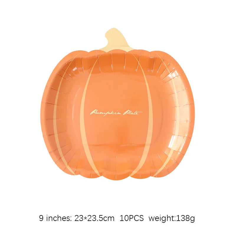 Halloween Thanksgiving Disposable Tableware White Paper Plates Halloween Pumpkin Party Supplies Birthday Party Decor