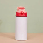 350ml Sublimation Straight Sippy Cup Flip Top Kids Bottle Stainless Steel Double Wall Water Tumbler with Straw Sippy Bottle