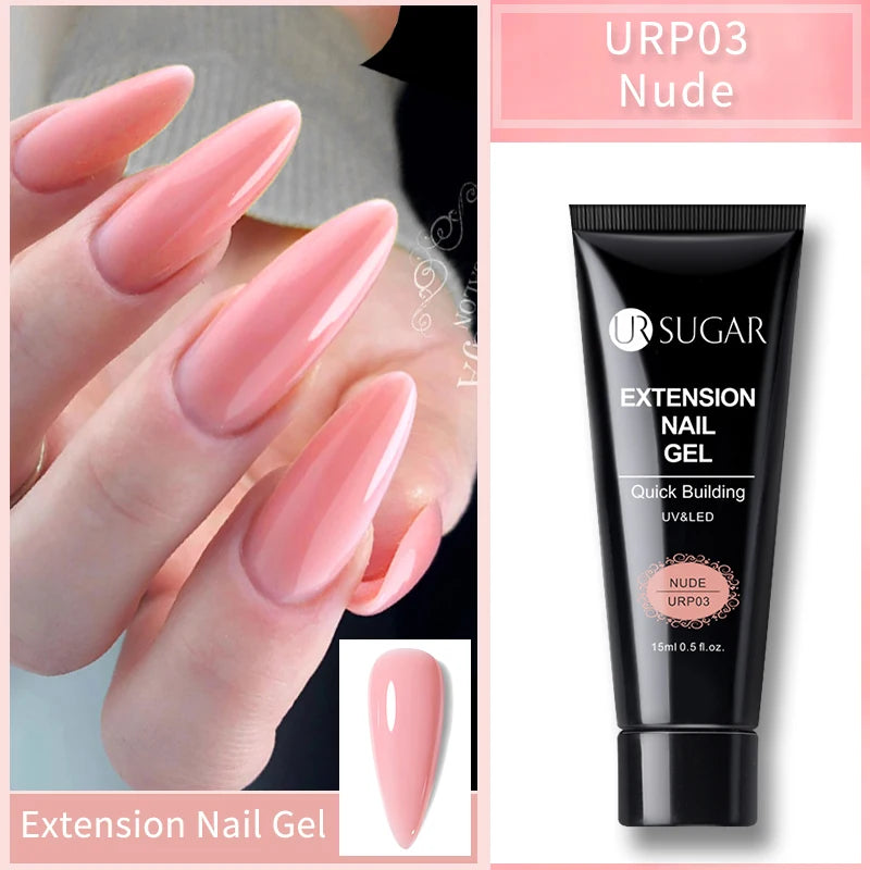 UR SUGAR 15ml Extension Gel Nail Polish Bright Nude White Clear Semi Permanent UV Hard Gel Nails Finger Prolong Gel Varnish Set