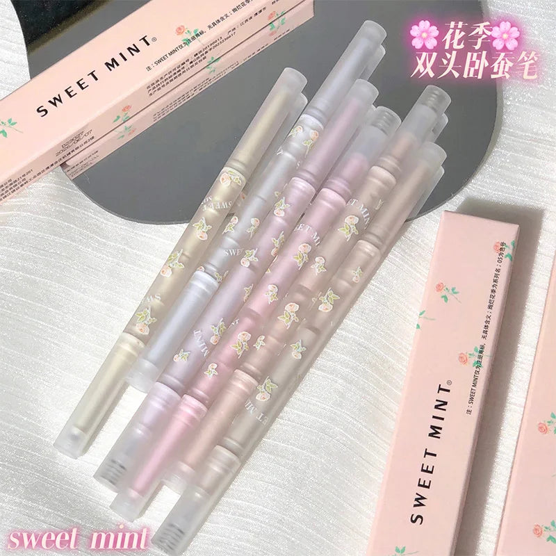 Sweetmint Mulitfuntiona Double Ended Lying Silkworm Pencil Highlighter Makeup Pen Nude Liquid Contour Liner Eye Brightener Stick