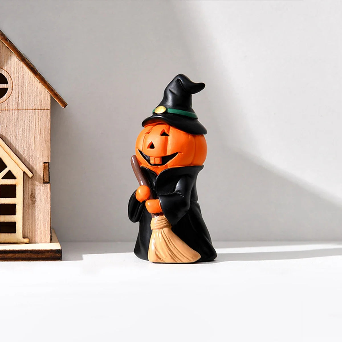 Cute Halloween Decor Set Mini Ghost Pumpkin Witch Demon Resin Figurines for Home Tabletop Party Decoration Gift  Party Ornament