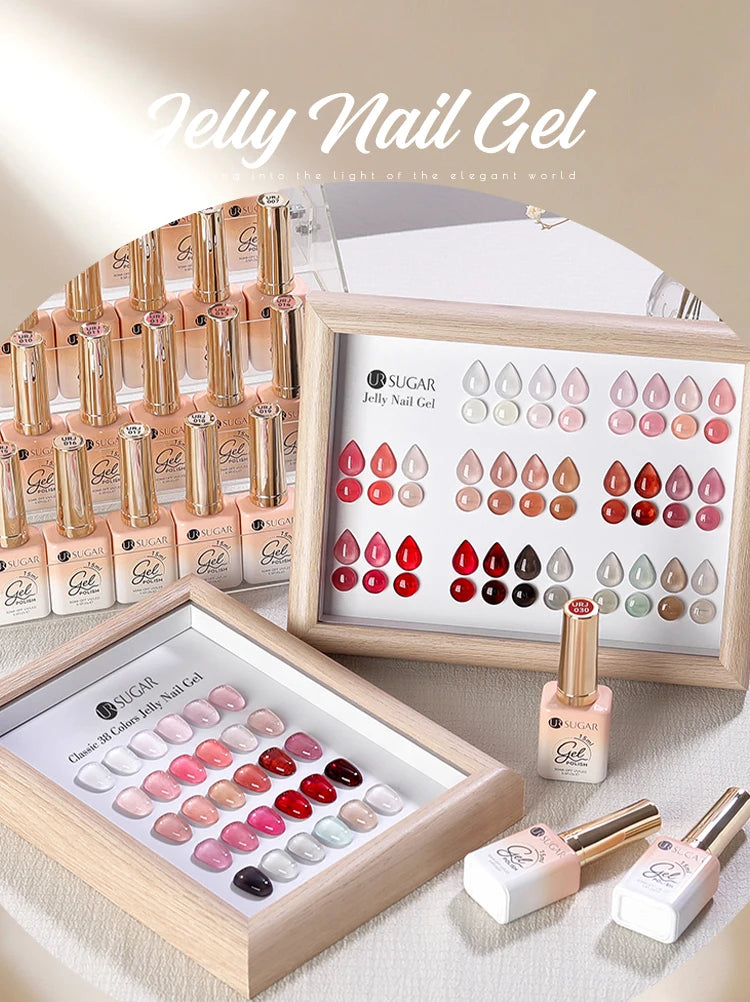 UR SUGAR 15ml Blood Red Jelly Gel Nail Polish Translucent Color Crystal Nude Gel Nail Art Varnish For Fall Winter Manicure