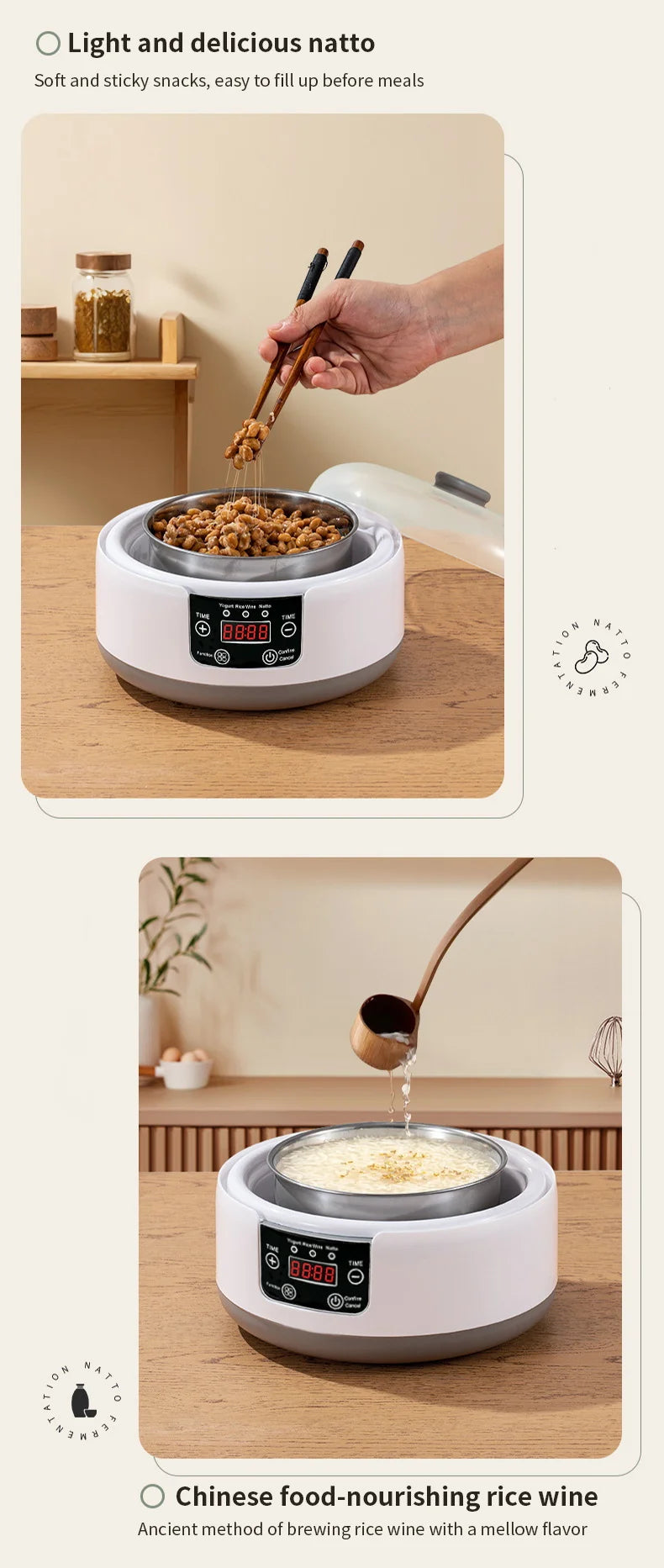 Electric Mini Yogurt Maker Automatic Multifunctional Yogurt Machine Kitchen Rice Wine Maker Natto Fermenting Machine Household