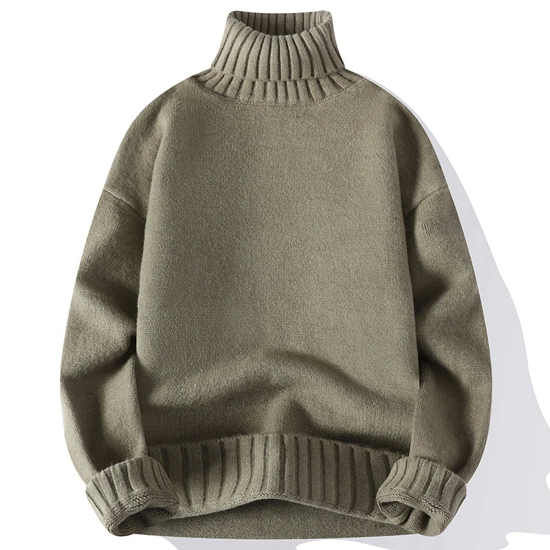 New Turtleneck Sweater Men Pullover Casual Solid Color Knitted Black Sweater Fashion Autumn Winter Men Clothing 2023 Sweater Man