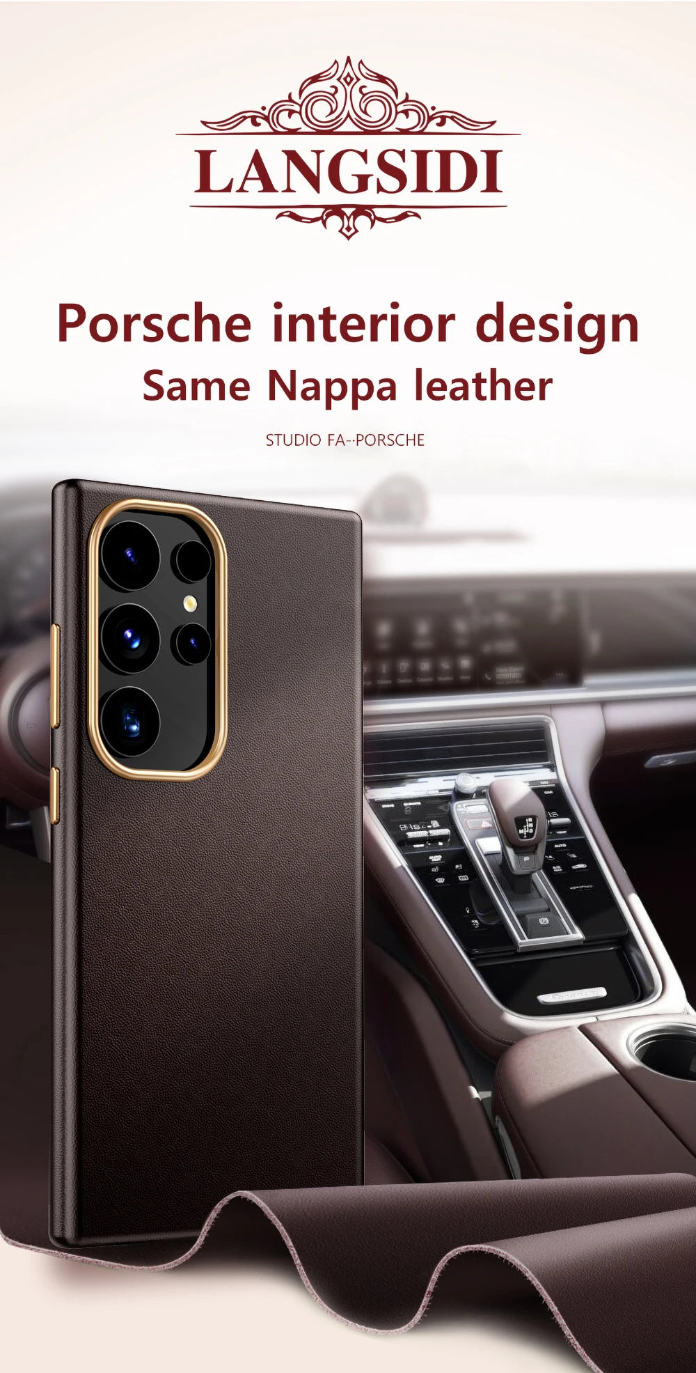 LANGSIDI Luxury Nappa Leather Magnetic Phone Case for Samsung s24 ultra Galaxy s23 ultra s24 plus for Magsafe fundas Back Cover