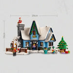 Santa Claus Christmas Winter Village Scenery With Light Building Blocks Bricks Moc 10275 Snow House Model Assembly Toy Kid Gifts