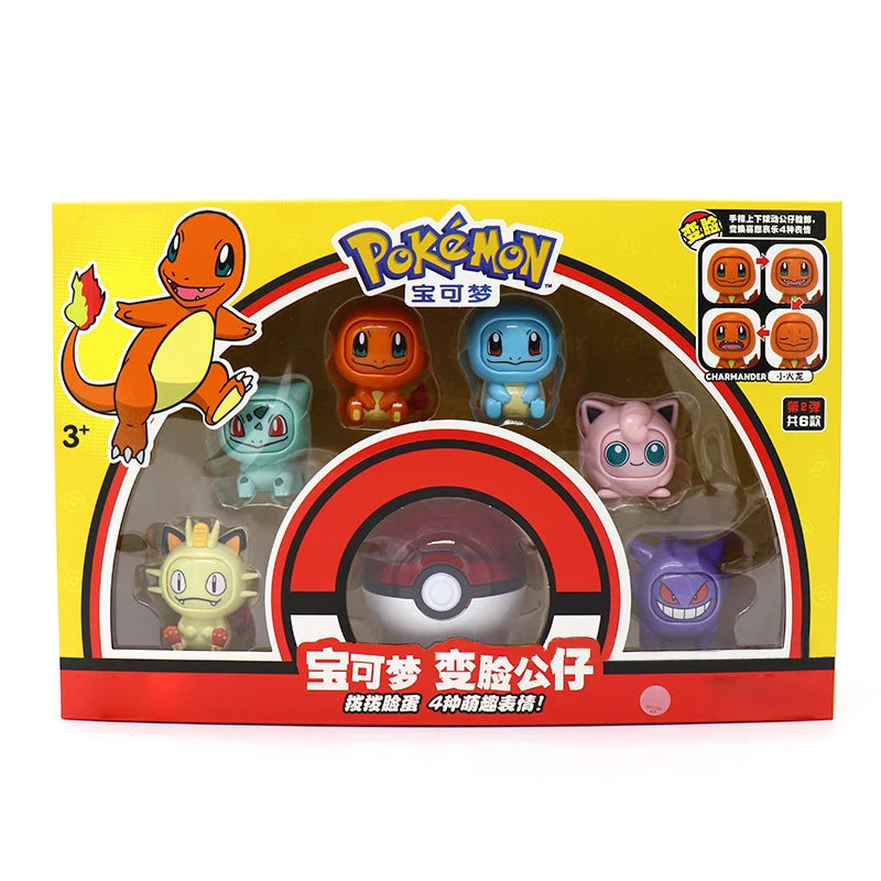 Pokeball Pokemon Pikachu Figures Toys Doll Poke Ball Face-changing Pocket Monsters Action Figure Kid Boys Girls Set Toy Gifts