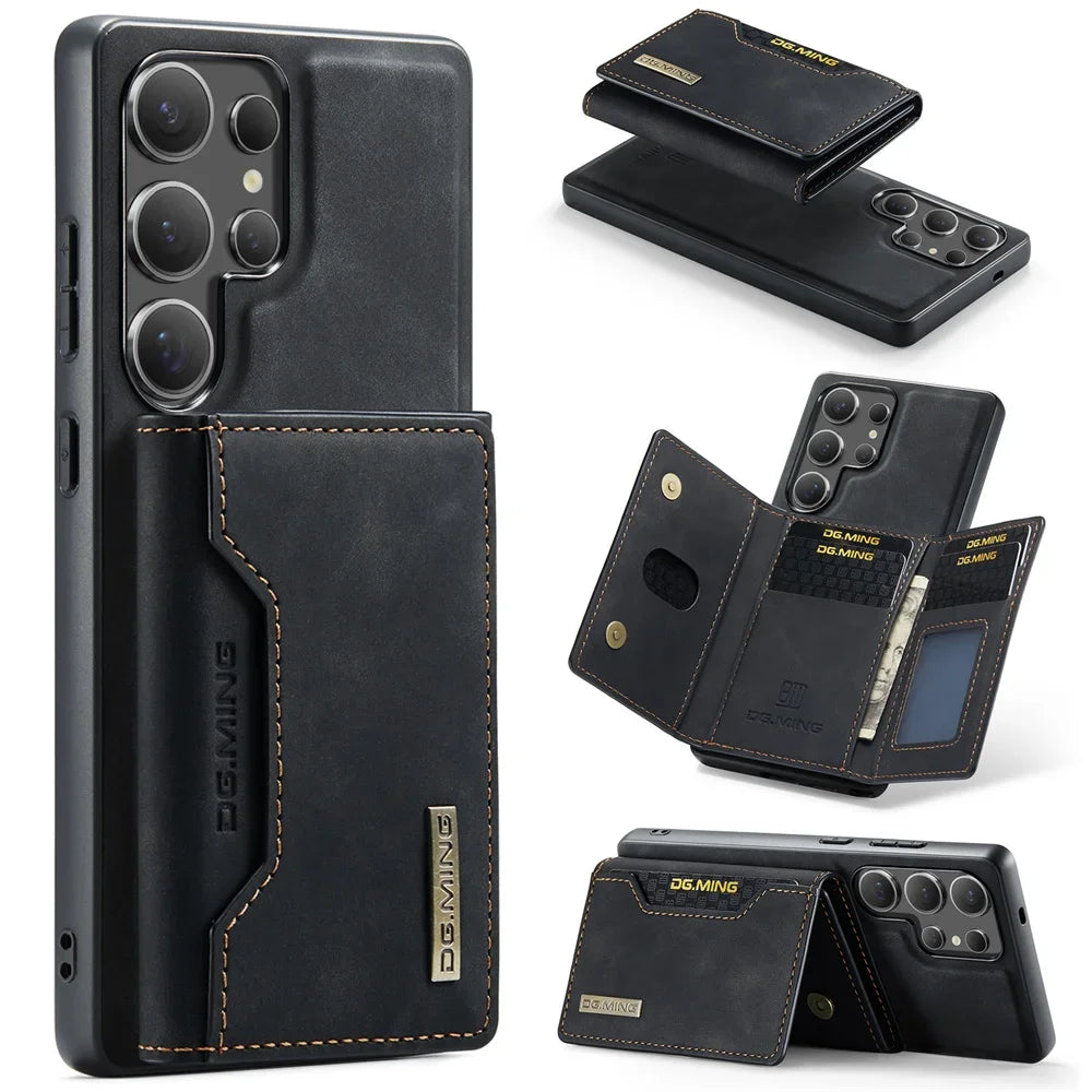 2 In 1 Case For Samsung Galaxy S25 S24 S23 S22 Ultra FE Note 20 A56 A36 A55 5G Wallet Magnetic Leather Card Holder Pocket Cover