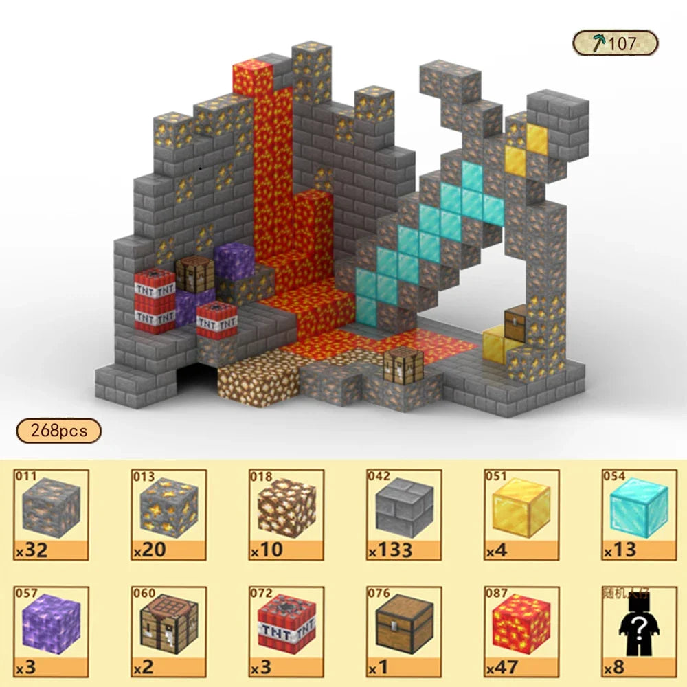 Magnetic Building Blocks Mine World Magnet Cube Set for Boy Girl Kid Age 3+ DIY Model Children STEM Educational Sensory Toy