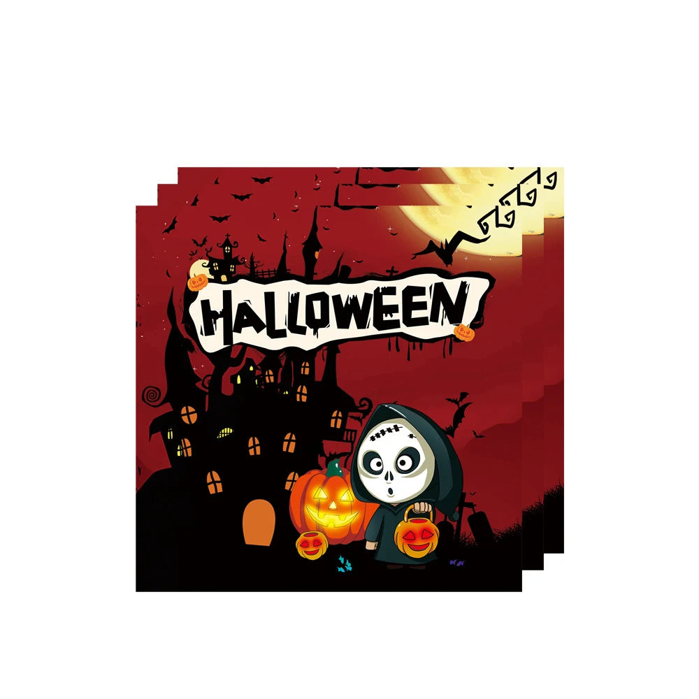 20/40/60/80/100pcs Halloween Theme Party Disposable Napkins Cocktail Napkin Bat Spider Pumpkin Halloween Holiday Decor Tableware