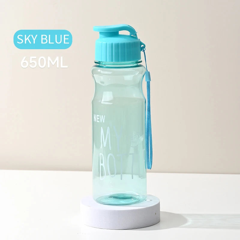 Transparent Water Bottle Portable Sport Cup for Drinking Kitchen Tools 650ML Water Bottle For School Gym Travel Girl Boy
