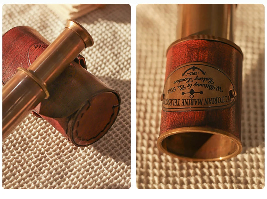 Retro Brass Monocular Telescope Study Desktop Ornaments Home Decoration Model Room Shooting Window Display Handmade Telescope
