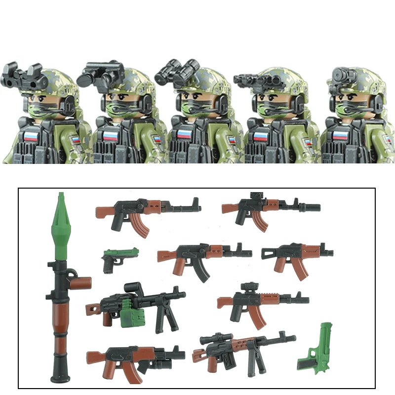 City Army Figures Building Blocks Russia Army Soldiers Weapons Special Combat Uniform Shield Combat Vests Shields Brick Toys