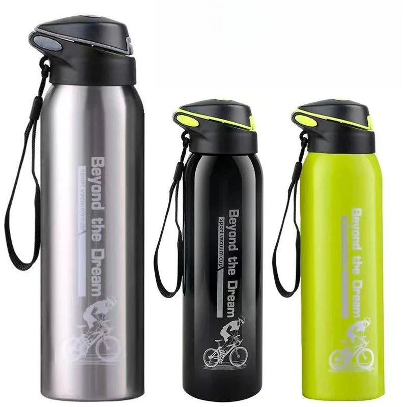 500ML Bicycle Water Bottle Vacuum Stainless Steel Cycling Water Bottle Double Walled Simple Thermo Mug Insulated With Straw