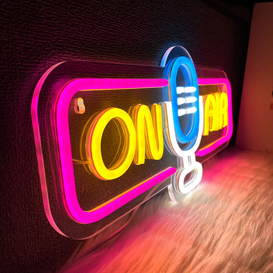 On Air Neon Sign For Wall Decor,Led Neon Light For Game Room,Broadcasting Room,Live Room,Bedroom Decor, Music Studio,USB Powered