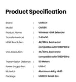 【NEW-IN】UGREEN Wireless HDMI Extender Video Transmitter & Receiver Kit 5G 50M Transmits Display Dongle for TV PC PS5/4 Monitor