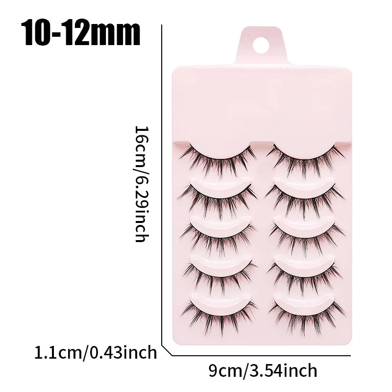 DINGSEN Fake Eyelash Anime Lashes 5 Pairs Little Devil Eyelashes Natural Daily Makeup Manga Eyelashes Clear Band Eyelashes