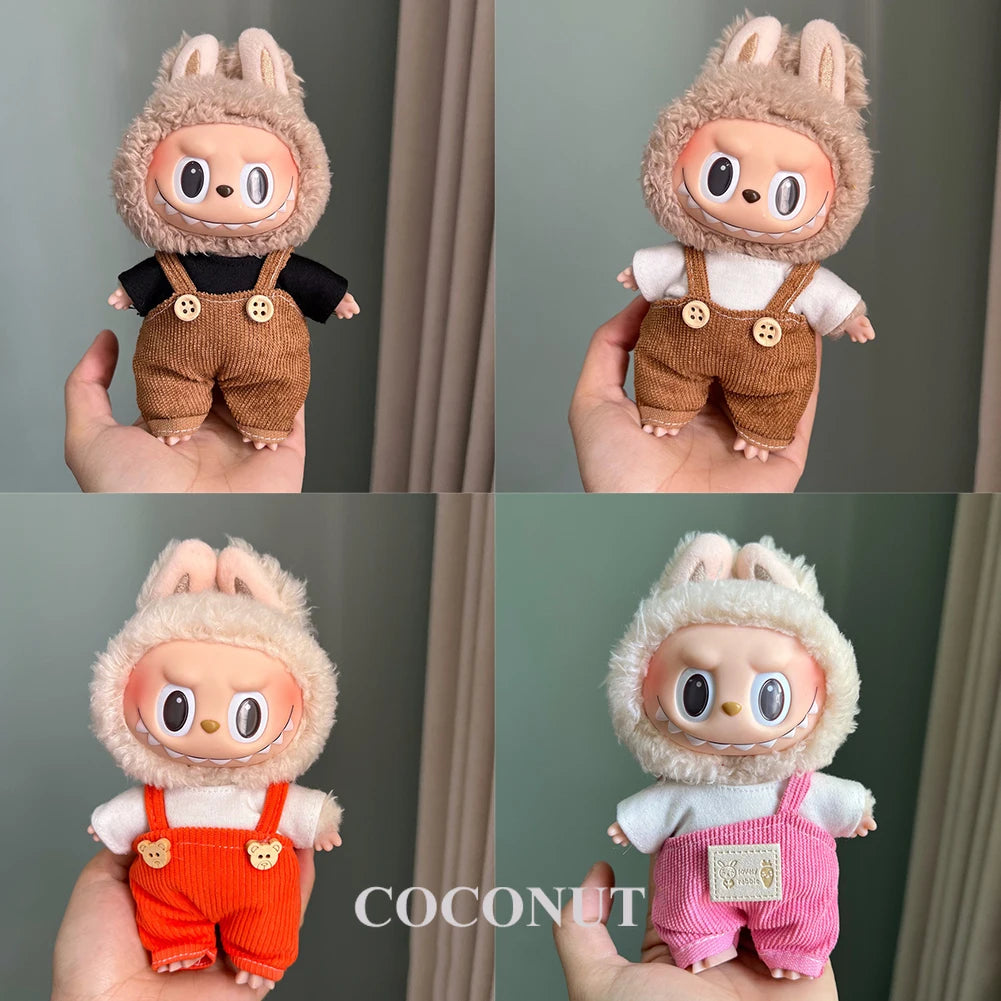 Suspenders Suit For 17cm Labubu Doll Clothes All-match Colour Outfit Doll Accessories Fashion Design Lovely Little Bear Star