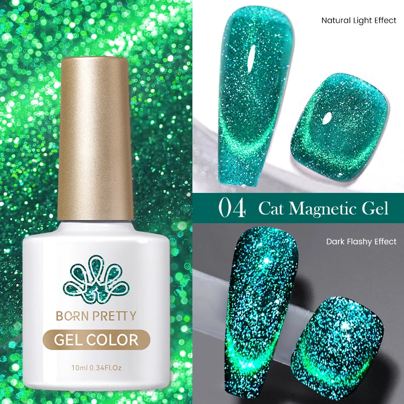 BORN PRETTY 10ml Silver Water Light Cat Magnetic Gel Nail Polish Nail Supplies Vernis Semi Permanent Gel for Fall Winter Nails