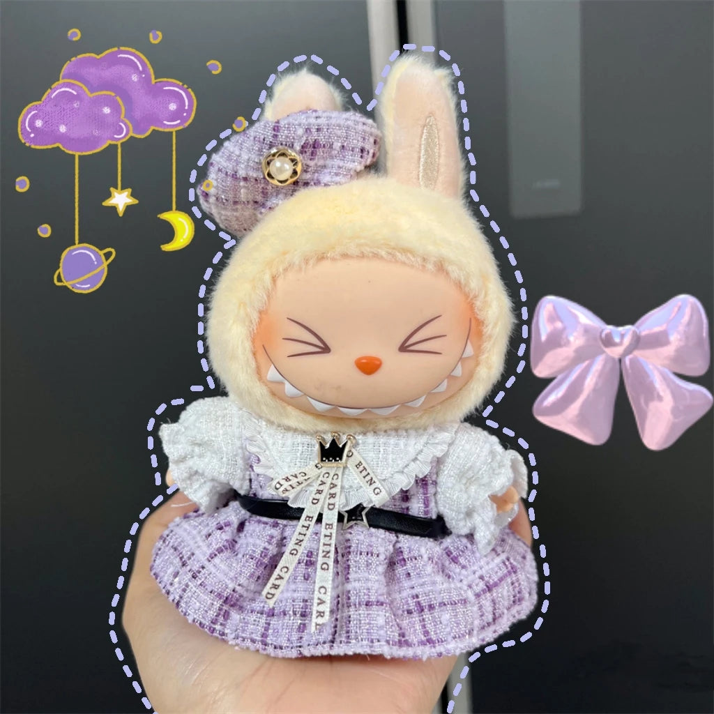 Sweet Princess Style Doll's Cloth for Labubu 17cm The Monster Outfit Accessories Clothing DIY Kids Gift High-quality Dress Cloak