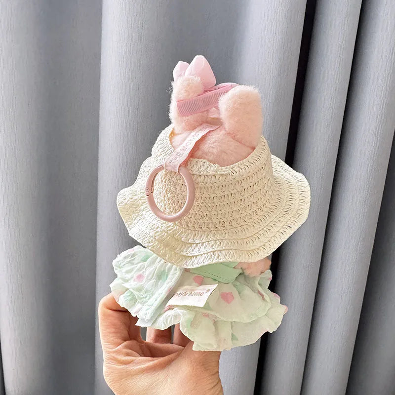 Luxury Plush Wedding Dress Dolls Clothes for Labubu I II Korea Style Fluffy Romantic Wedding Dress Flower Hat Suit for Ladbubu