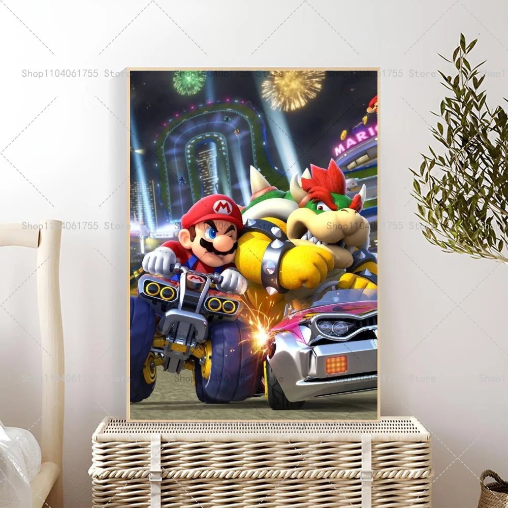 1PC Classic Anime Movie M-Marios Poster Self-adhesive Art Waterproof Paper Sticker Coffee House Bar Room Wall Decor