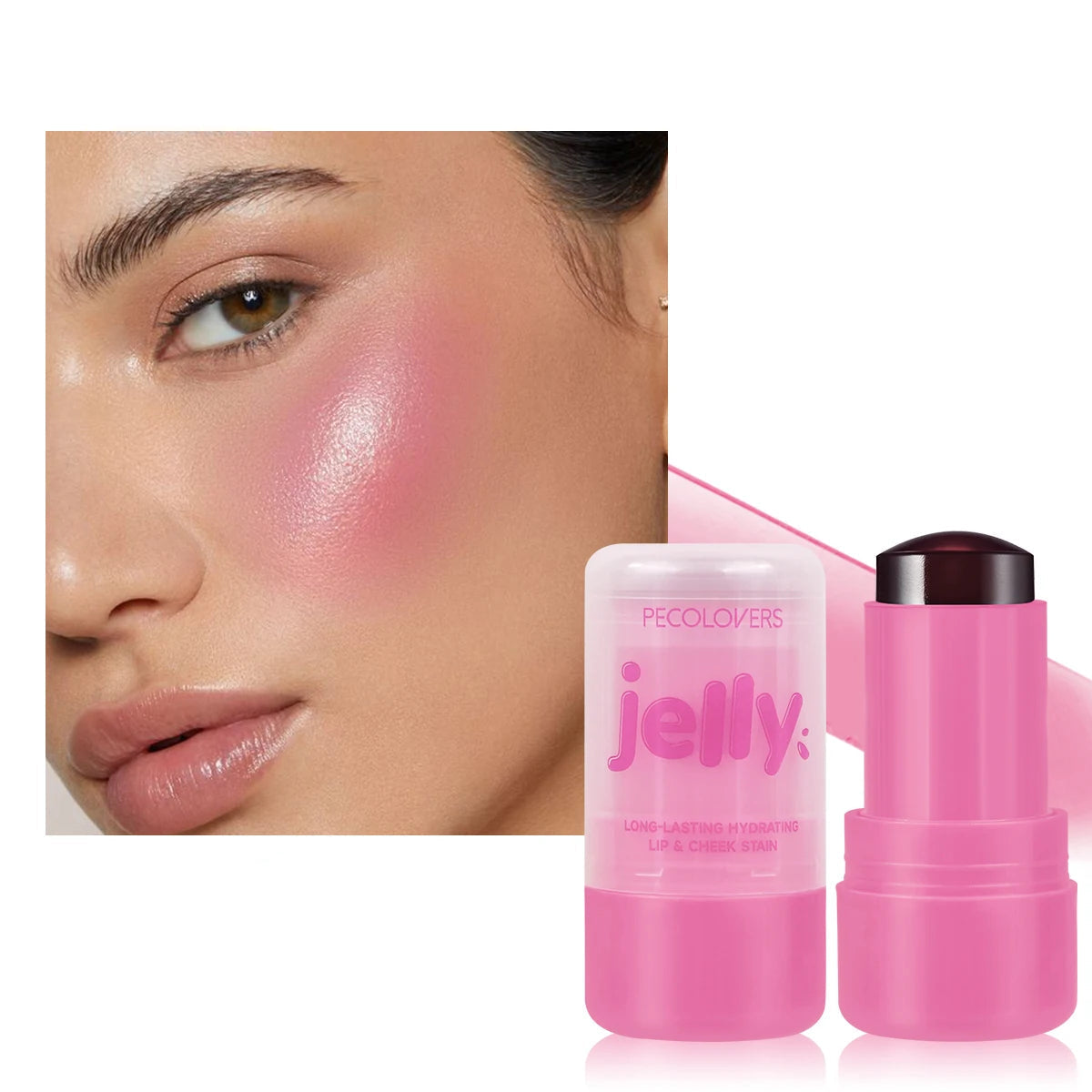 3 in 1 Blusher Stick Long Lasting Waterproof Matte Blush Eyeshadow Lip Universal Jelly Tint Stick Matte Contour Makeup