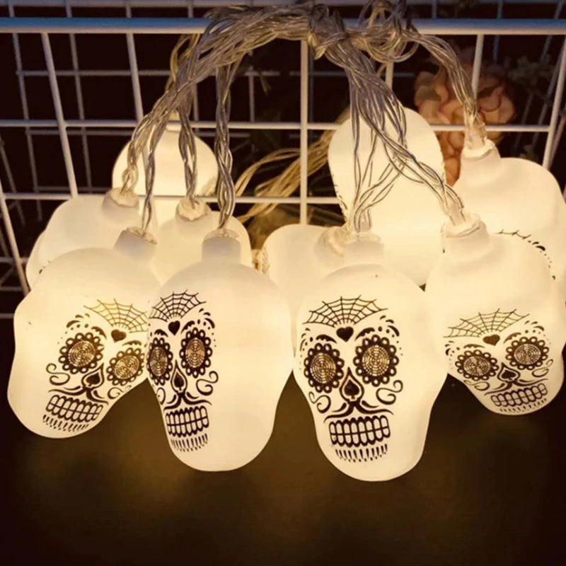 1.5M 10LED Halloween LED Light String Horror Eyeballs Pumpkin Spider Bat Skull Lamp Trick Or Treat Happy Halloween Party Decor