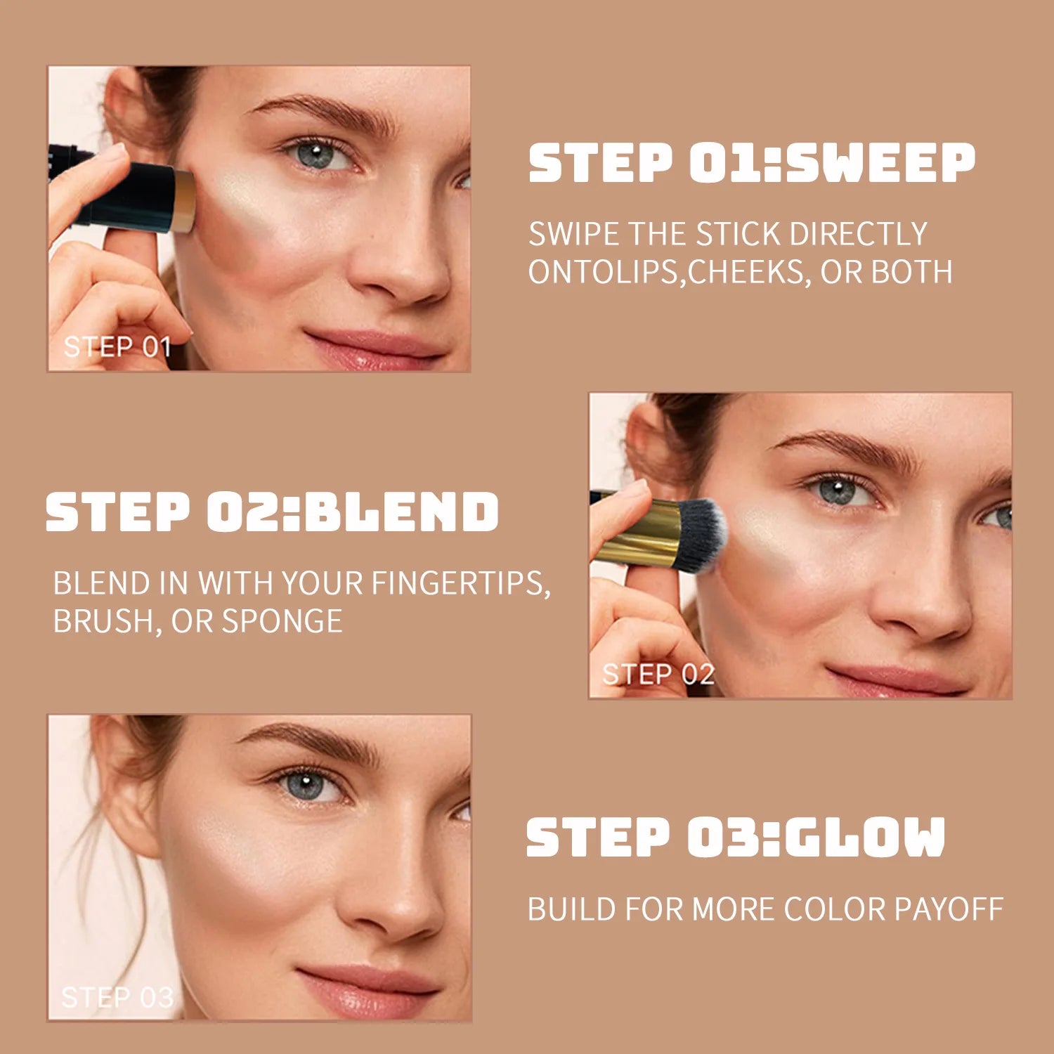 Dual-Tone Highlighter Contour Stick, Brightening & Shading, Waterproof, Long-Lasting,Unisex, Skin-Safe,for All Face Makeup Looks