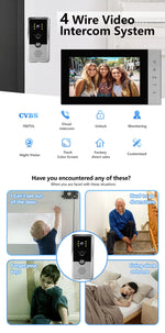 720P Video Doorbell 7‘’ Color Screen Home IntercomHigh-Definition Intelligent Night Vision Electronic Access Control System