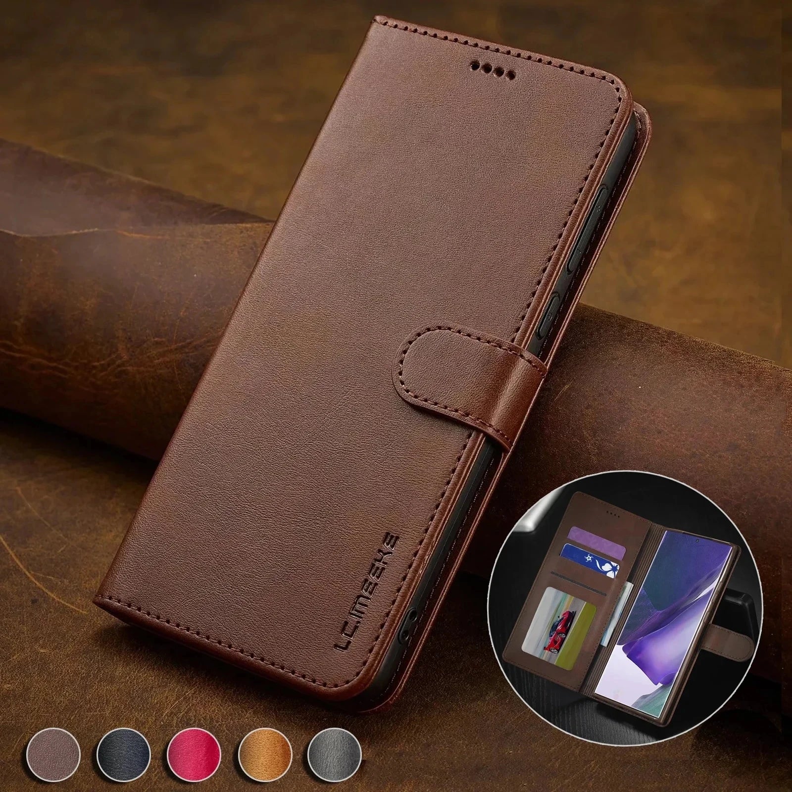 Leather Flip Case For Samsung Galaxy A55 A15 A25 A35 A16 A36 A06 A56 A17 A05S A14 A24 A34 A54 A13 A23 A33 A53 Wallet Cover A52