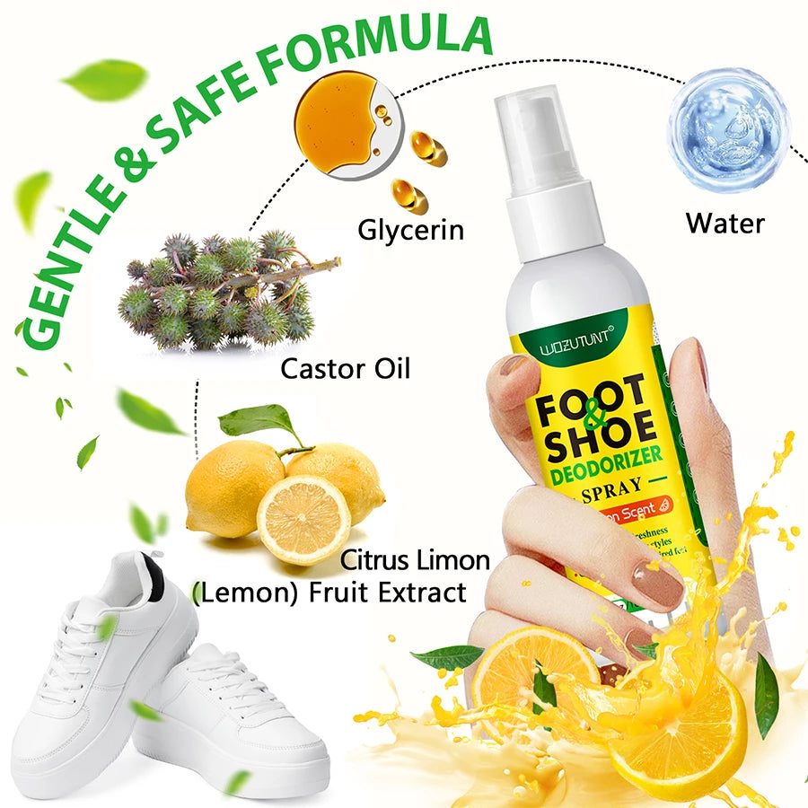 100ml Foot Shoes Deodorizer Spray Lemon Perfume Odor Nemesis Antibacterial Stink Removal Freshener