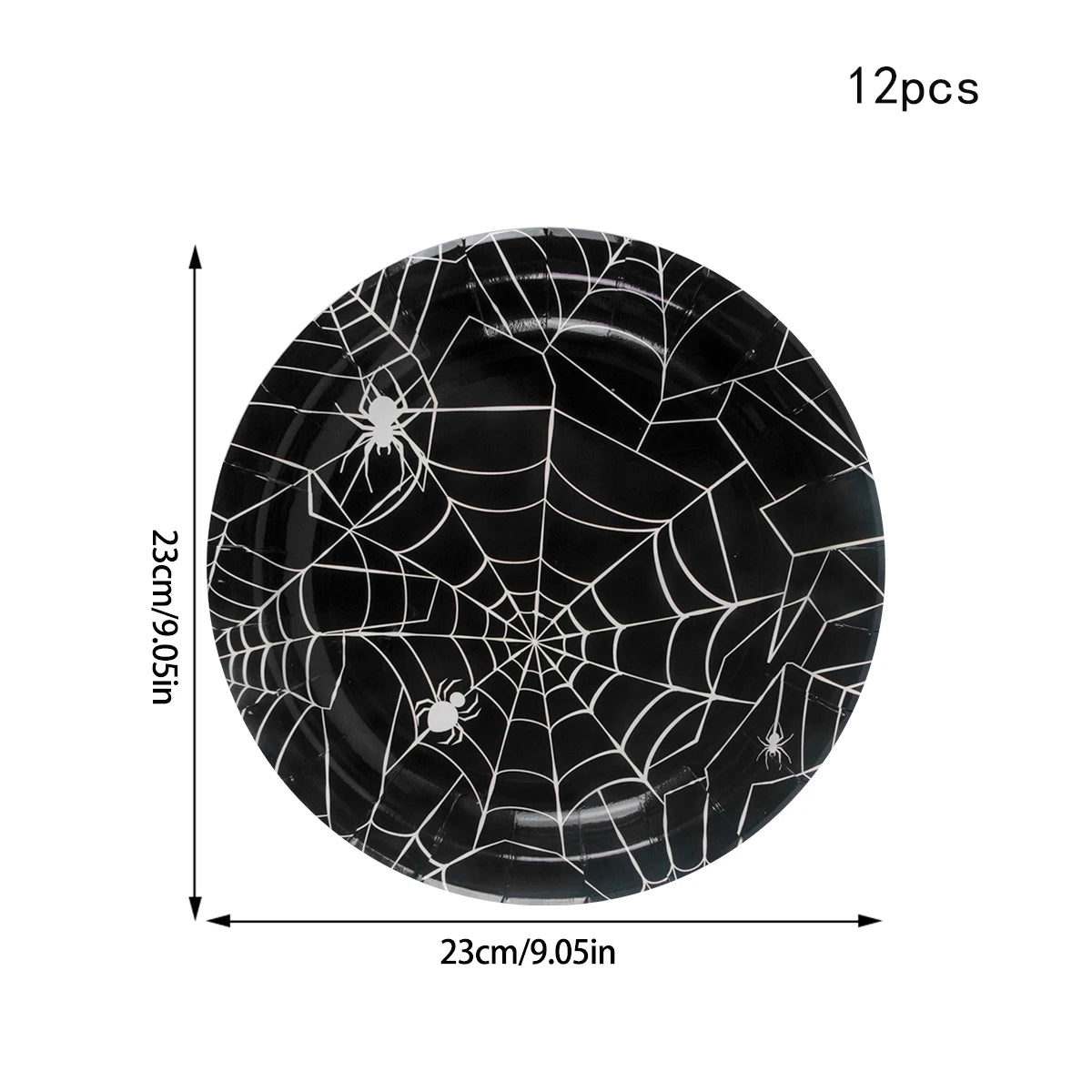 Halloween Party Spider Web Disposable Tableware Set Black Paper Plates Cups Napkin Halloween Birthday Party Decoration Supplies