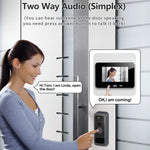 2.4Ghz Wireless Video Doorbell IP65 Outdoor Monitoring Two Way Audio Intercom Door Camera PIR Motion Detection 4' IPS Screen