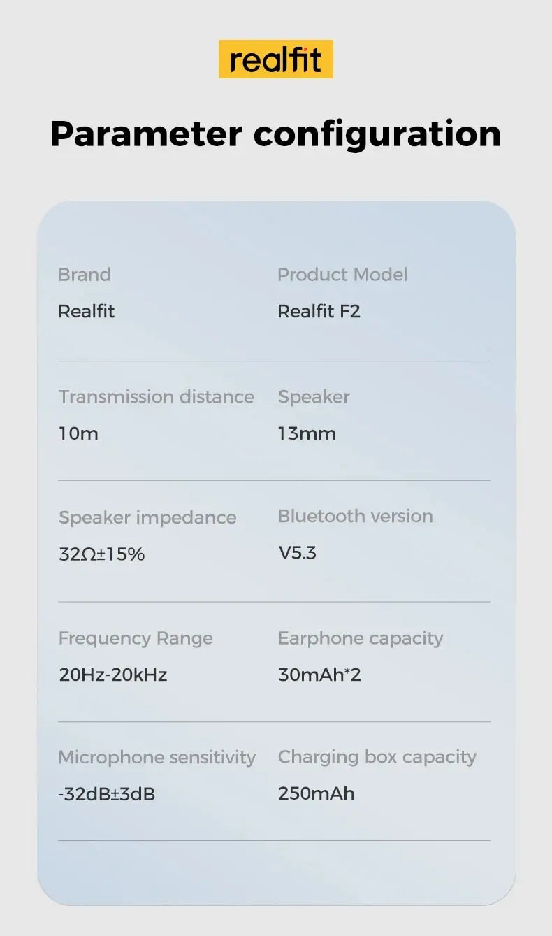 Realfit F2 Bluetooth Earphone Excellent HIFI Quality TWS Wireless Earbuds Wholesale for realme xiaomi